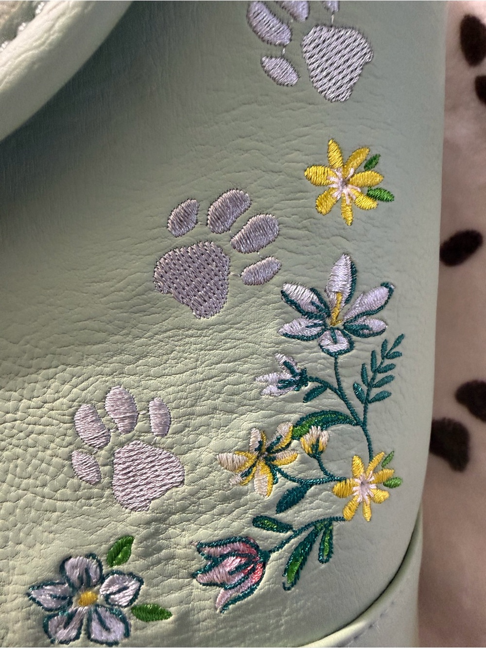 Loungefly Mint Green Floral Embroidered Mini Backpack with Rose Gold Plaque - Picture 3 of 7